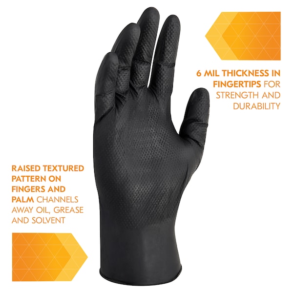Kleenguard KleenGuard Kraken Grip, Disposable Gloves, 6 mil Palm , Nitrile, Powder-Free, L, 100 PK, Black - 49277