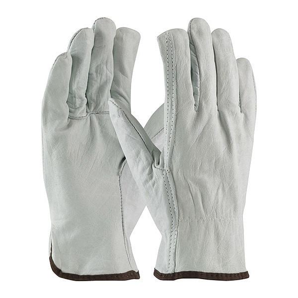 Pip Leather Drivers Gloves, Cowhide, Shirred Slip-On, Straight Thumb, Gunn Cut, Gray, XL 12 PK - 68-105/XL