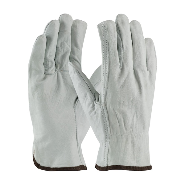 Pip Leather Drivers Gloves, Cowhide, Shirred Slip-On, Straight Thumb, Gunn Cut, Gray, XL 12 PK - 68-105/XL