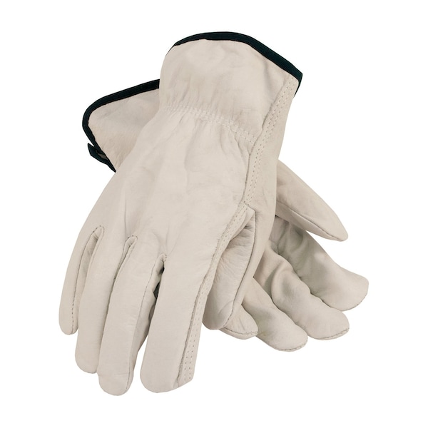 Pip Leather Drivers Gloves, Cowhide, Shirred Slip-On, Straight Thumb, Gunn Cut, Gray, XL 12 PK - 68-105/XL