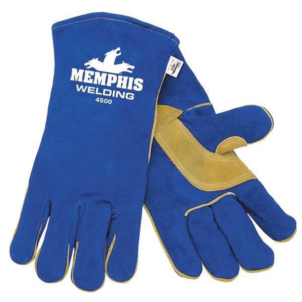 Mcr Safety Welding Welding Gloves, Gauntlet Cuff, Wing Thumb, Premium Cowhide, L, 1 PR - 4500L