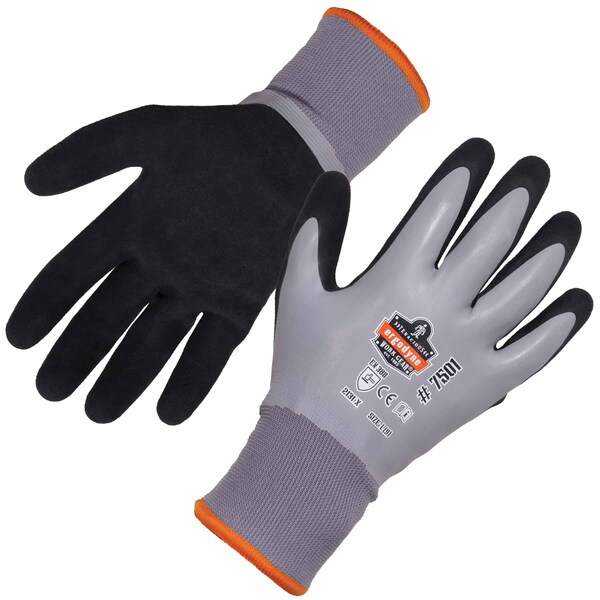 Ergodyne Gray Coated Waterproof Winter Work Gloves, XL, PR - 7501