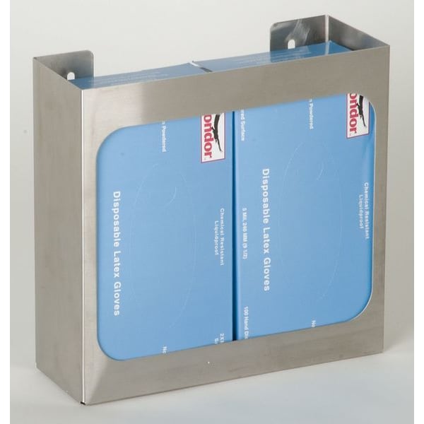 Zoro Select Glove Box Dispenser, Stainless Steel, Holds (2) Boxes , Silver , 10"H x 12"W x 3-3/4"D - 6GLA0
