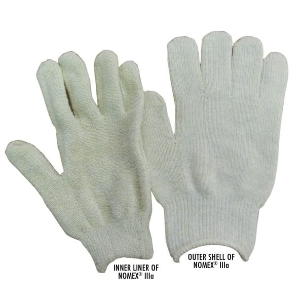 Hot Not Heat Resistant Gloves, Nomex III, Anti-Static, 700 Degrees F Max Temp., White, One Size Fits Most - 200