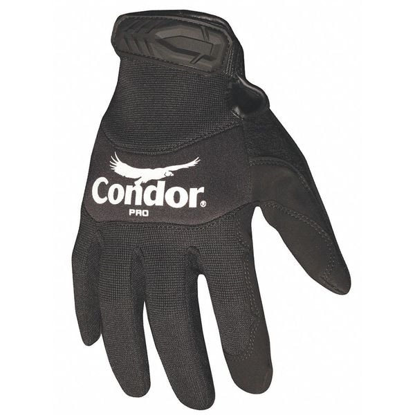 Condor Mechanics Gloves, Synthetic Leather Palm, Neoprene Back, 2XL, Black - 42KZ78