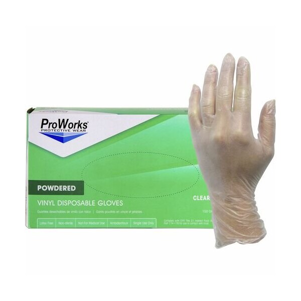 Hospeco Disposable Gloves, Vinyl, Powdered, XL, 10 PK, Clear - HOSGLV103PX