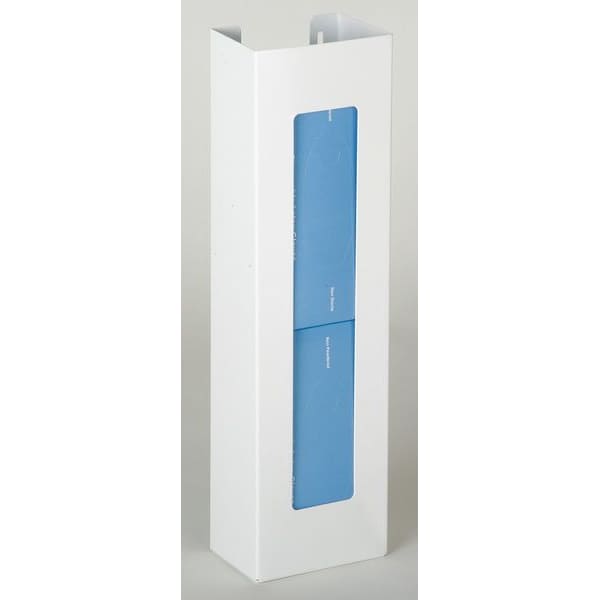 Zoro Select Vertical Glove Dispenser, Powder-Coated Steel, Holds (2) Boxes , White , 20"H x 5-1/2"W x 3-3/4"D - 6GKZ0