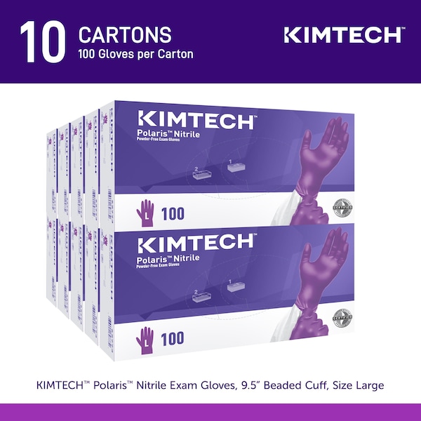 Kimtech Kimtech Polaris Nitrile Exam Gloves, 5.9 Mil, 9.5 in�, L, 100 Pack - 62773