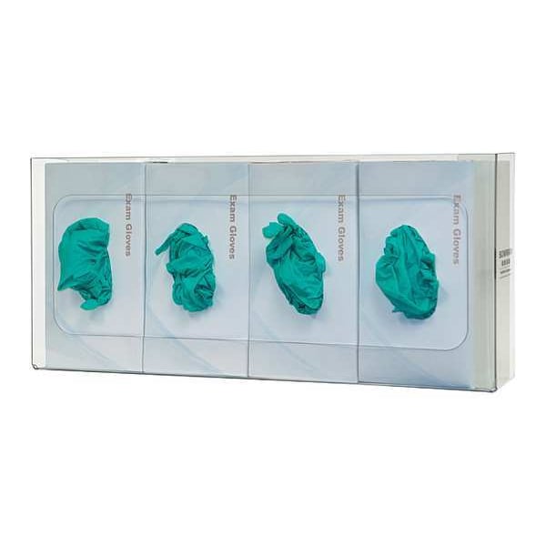 Bowman Dispensers Glove Box Dispenser, PETG Plastic, Holds (4) Boxes , Clear , 10 in H x 22-1/2 in W x 4 in D - GP-061