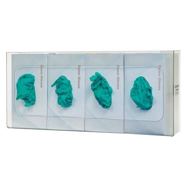 Bowman Dispensers Glove Box Dispenser, PETG Plastic, Holds (4) Boxes , Clear , 10 in H x 22-1/2 in W x 4 in D - GP-061
