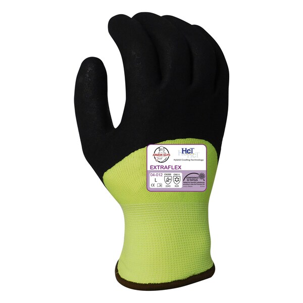 Armor Guys 13g Hi Vis Yellow Nylon Liner Black HCT MicroFoam Latex Knuckle Coating, XL, 12PK - 04-012-XL