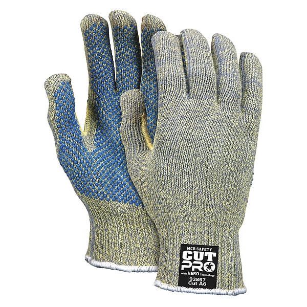 Mcr Safety Cut Resistant Coated Gloves, Cut Level A4 , Dotted , PVC , Dotted , M 1 PR - 93867M