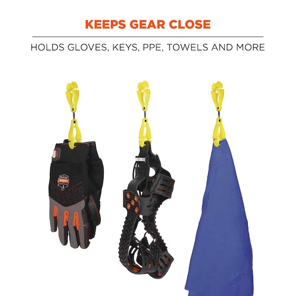 Ergodyne Lime Swiveling Glove Clip Holder, Dual Clips - 3420