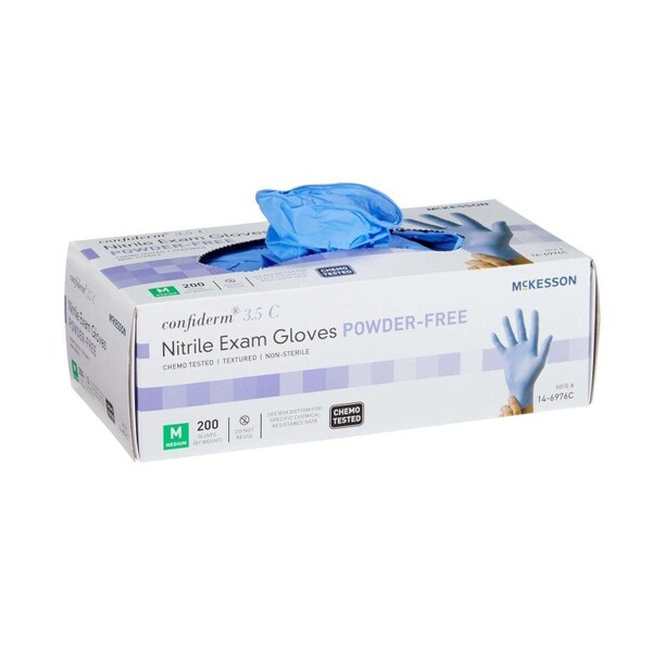 Mckesson Confirderm 3.5C, Disposable Gloves, Nitrile, Powder-Free, M, 200 PK, Blue - 14-6976C