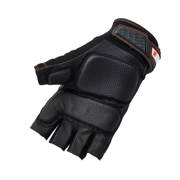 Proflex By Ergodyne Half Finger Mechanics Impact Gloves, M, Black, Breathable Spandex - 900