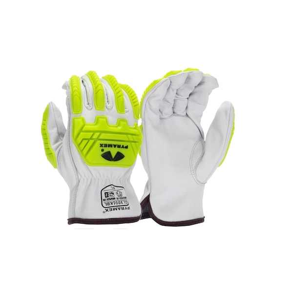 Pyramex Leather Drivers Gloves, Grain Goatskin, Slip-On, Keystone Thumb, Gunn Cut, White, M 1 PR - GL3001KBM