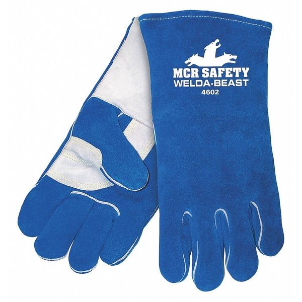 Mcr Safety Welda Beast Welding Gloves, Gauntlet Cuff, Wing Thumb, Premium Cowhide, XL, 12 PK - 4602