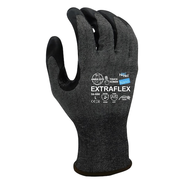 Armor Guys Cut Resistant Gloves, Cut Level A5 , HCT Nano-Foam Palm , L 12 PK - 04-550-L