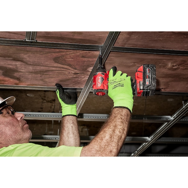 Milwaukee Tool 12PK High Visibility Cut Level 3 Polyurethane Dipped Gloves - XL - 48-73-8933B