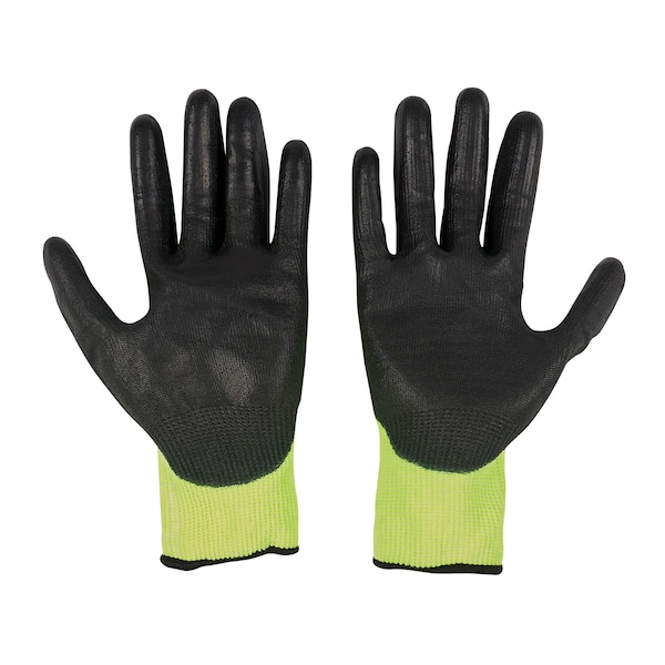 Milwaukee Tool 12PK High Visibility Cut Level 3 Polyurethane Dipped Gloves - XL - 48-73-8933B