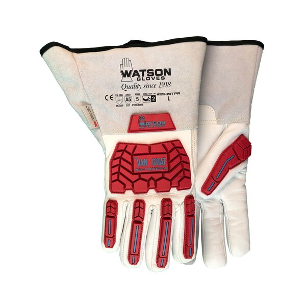 Watson Gloves Van Goat Ansi Cut A5 C100 Lined Goatskin Gauntlet W/ TPR-Xlarge PR - 9549TPR-X