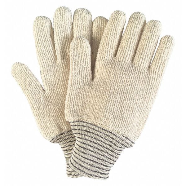 Mcr Safety Hotline 9433 E Weight Terry Black Stripe, PK12, 400  Degrees F Max Temp., Knit Cuff Beige, L ( 9 ) - 9433