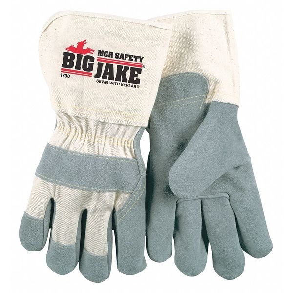 Mcr Safety Leather Palm 4.5 Gauntlet Duck, L, PK12 - 1730L
