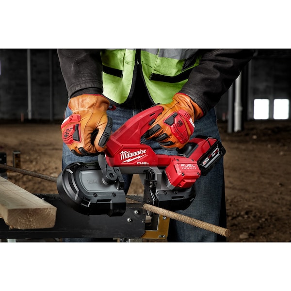 Milwaukee Tool Work Gloves, Goatskin, Shirred Slip-On Cuff, Keystone Thumb, Full Finger, Black/Brown/Red - 48-22-8773