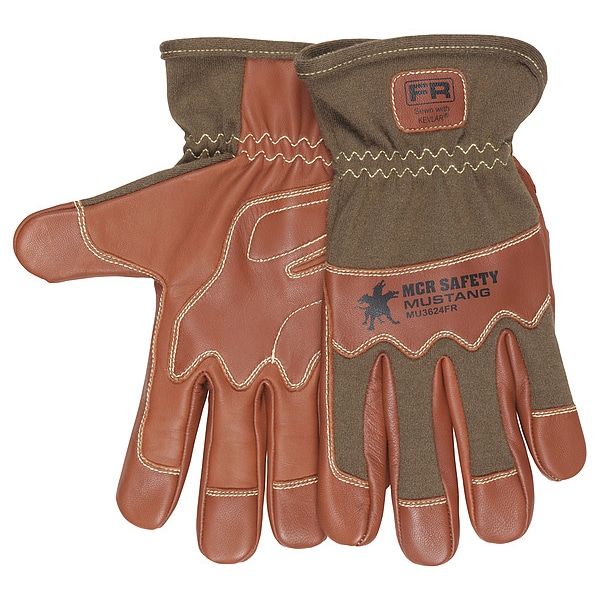 Mcr Safety Leather Drivers Gloves, Goatskin with Nomex(R) Back ( Double Palm ), Shirred Slip-On, Wing Thumb - MU3624FRXL