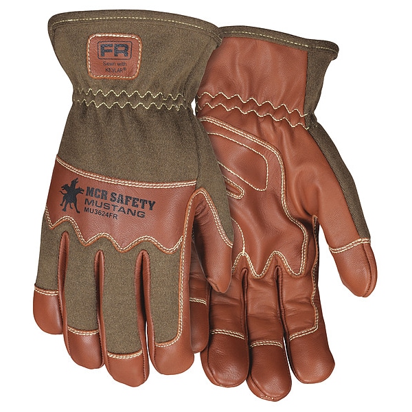 Mcr Safety Leather Drivers Gloves, Goatskin with Nomex(R) Back ( Double Palm ), Shirred Slip-On, Wing Thumb - MU3624FRXL