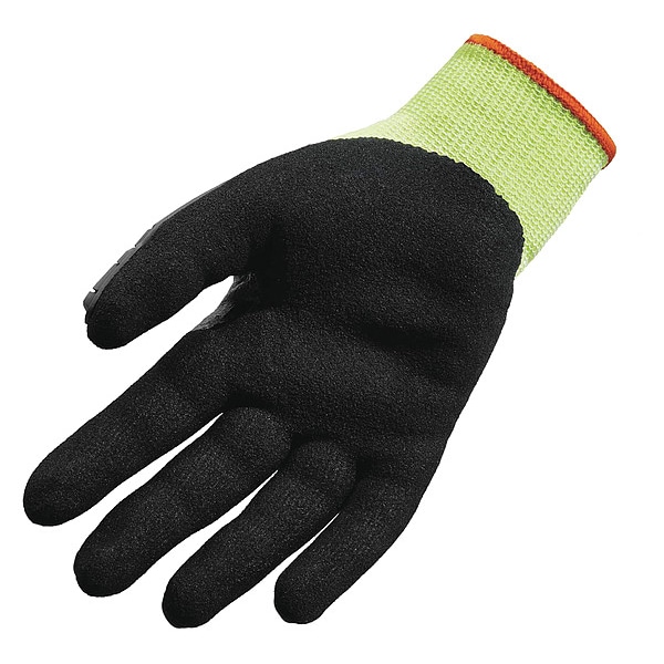 Ergodyne Coated Gloves, Nitrile, Sandy, Palm, 4 Abrasion Level, Lime, , L 1 PR - 7141