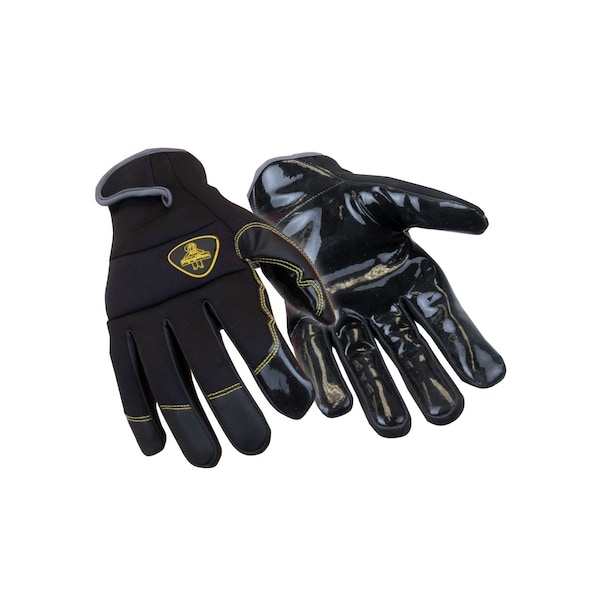 Refrigiwear Cold Protection Gloves, Silicone Coating Palm, Fleece Lining, Black, M - 2430RBLKMED