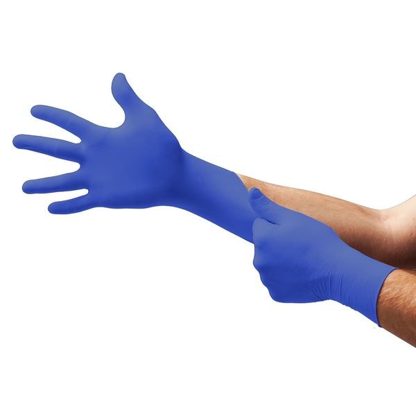Ansell UF-524, Disposable Gloves, 2.4 mil Palm, Nitrile, Powder-Free, M (8), 300 PK, Blue - UF-524-M