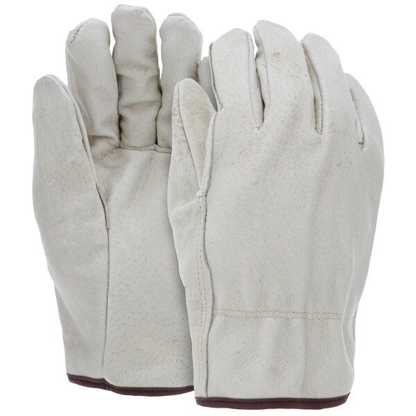 Mcr Safety Gloves, Ind Grade Pig Drvr White Fleece Lnd XL, 12PK - 3452XL