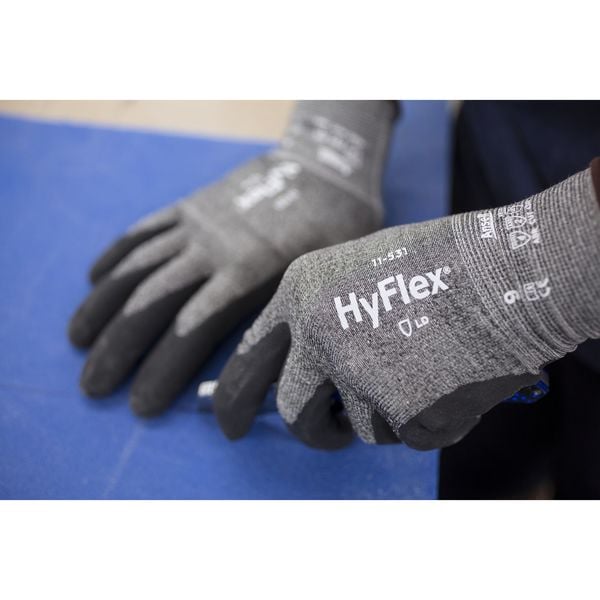 Ansell Cut Resistant Coated Gloves, Cut Level A2 , Dipped , Nitrile , Sandy , S 1 PR - 11-531