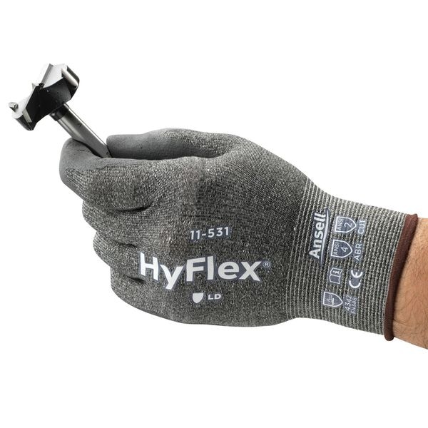 Ansell Cut Resistant Coated Gloves, Cut Level A2 , Dipped , Nitrile , Sandy , S 1 PR - 11-531