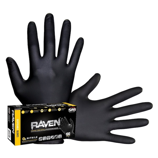 Sas Safety RAVEN BLK PF NITRILE - M, 66517 - 66517