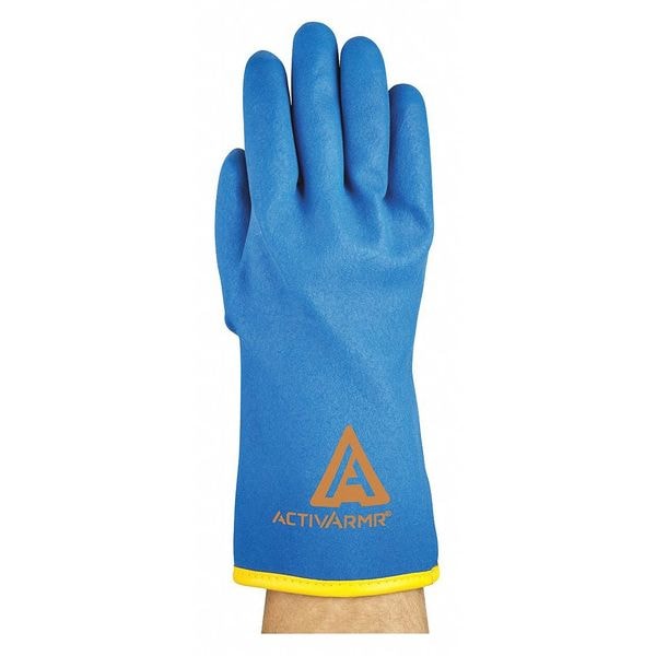 Ansell Cold Protection Coated Gloves, PVC Palm, Acrylic/Nylon Lining, Blue/Yellow, 11 - 97-681