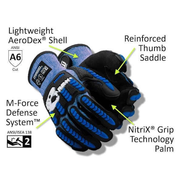 Magid TREX Flex Series TRX685 Extremely Lightweight Aerodex Shell Impact Glove Cut Level A6 - TRX685-XL