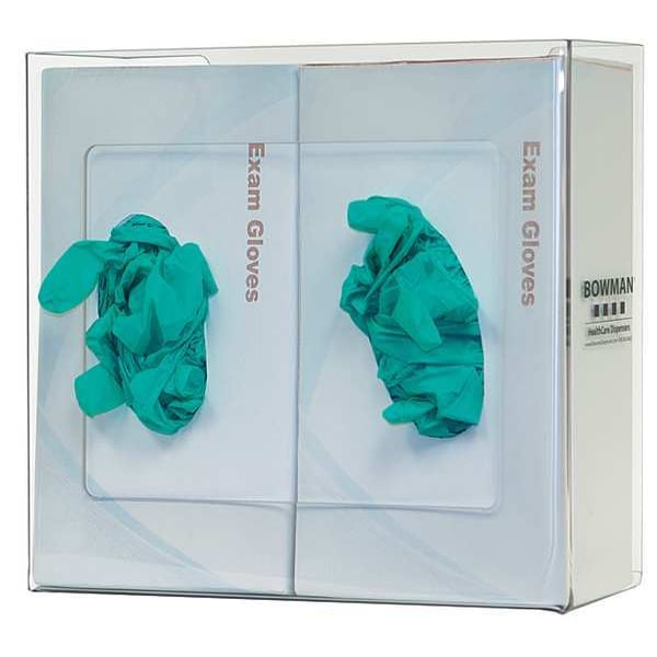 Bowman Dispensers Glove Box Dispenser, PETG Plastic, Holds (2) Boxes , Clear , 10-1/8 in H x 10-3/4 in W x 3-7/8 in D - GP-014