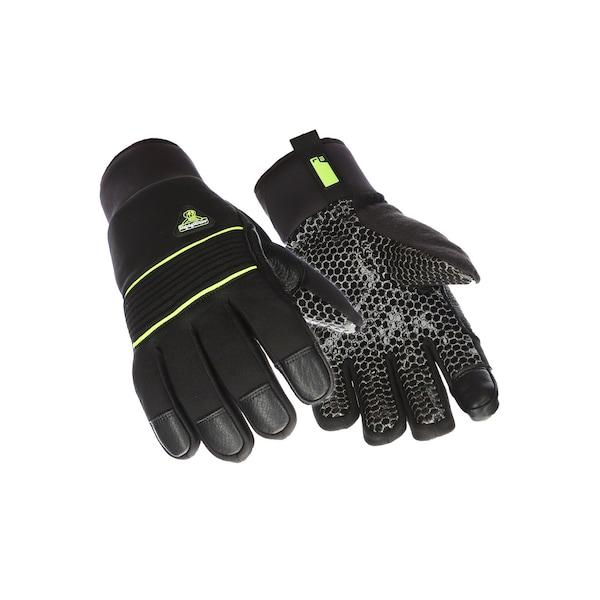 Refrigiwear Cold Protection Gloves, Silicone Grip Palm, Fleece Lining, Black, XL - 2795RBLKXLG