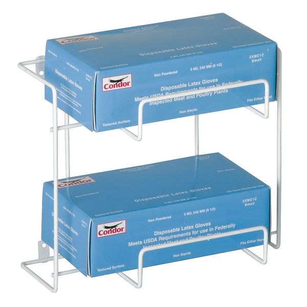 Zoro Select Glove Box Dispenser, PVC-Coated Steel, Holds (2) Boxes , White , 9-1/4"H  x 14"W  x 7"D - 6GKY7