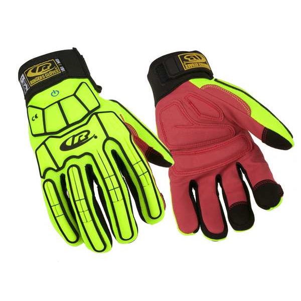 Ringers Gloves Impact Glove, Padded, Yellow/Red, L, PR - 161-10