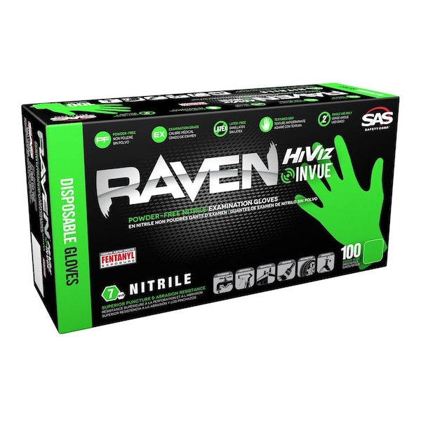 Sas Safety RAVEN INVUE GREEN PF NITRILE-XL - 66553