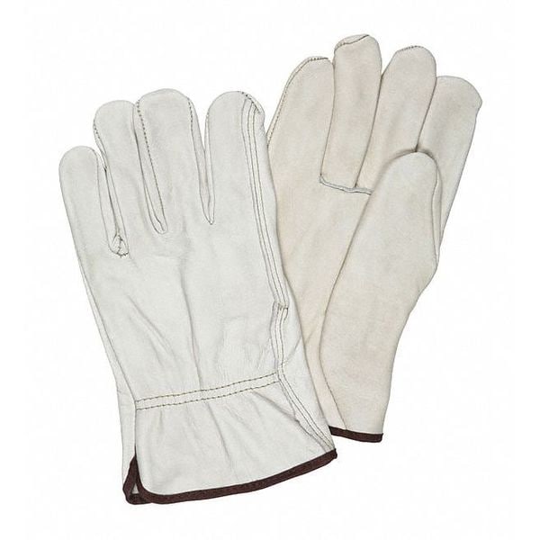 Mcr Safety Leather Drivers Gloves, Slip-On, Straight Thumb, Gunn Cut, Beige, XL 12 PK - 3202XL