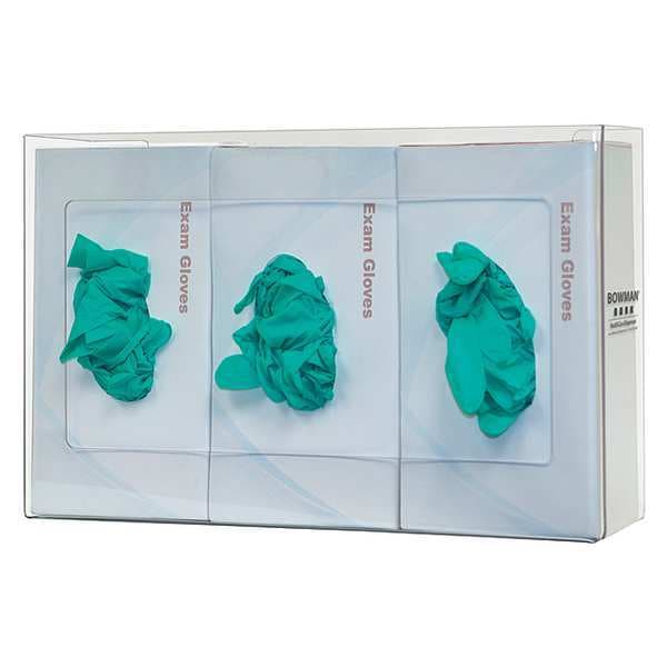 Bowman Dispensers Glove Box Dispenser, PETG Plastic, Holds (3) Boxes , Clear , 10-1/8 in H x 16 in W x 4 in D - GP-015