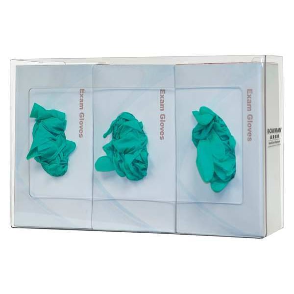 Bowman Dispensers Glove Box Dispenser, PETG Plastic, Holds (3) Boxes , Clear , 10-1/8 in H x 16 in W x 4 in D - GP-015