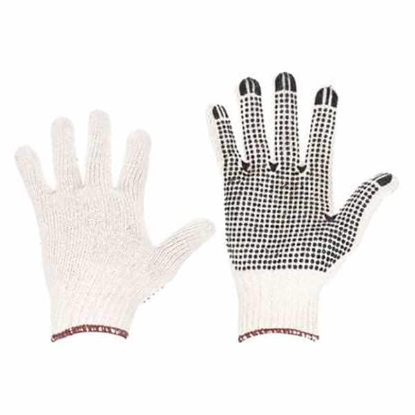 Condor Knit Gloves, Cotton/Polyester, PVC, Palm, Knit, Beige/Black, 1 PR - 60VY36