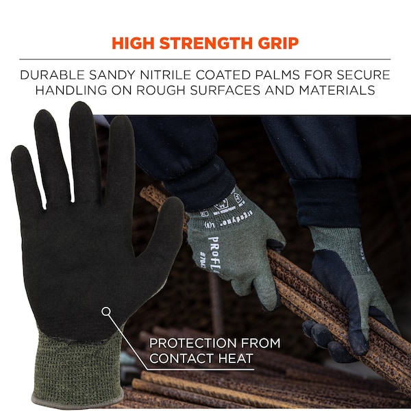 Ergodyne ANSI A4 Nitrile Coated CR Gloves, Green, Size L - 7042