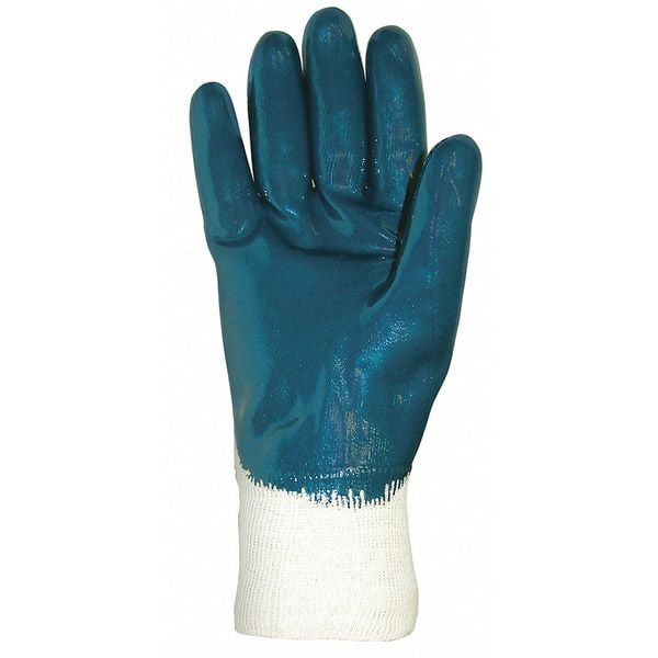 Mcr Safety Chemical Resistant Gloves, Nitrile, 11 in L, 18.0 mil, Blue/White, L, 12 PK - 9750